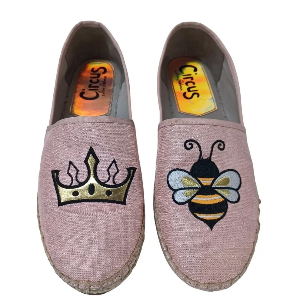 Circus by‎ Sam Edelman Queen Bee Leni Flats Pink Espadrille Slip On Womens 8.5